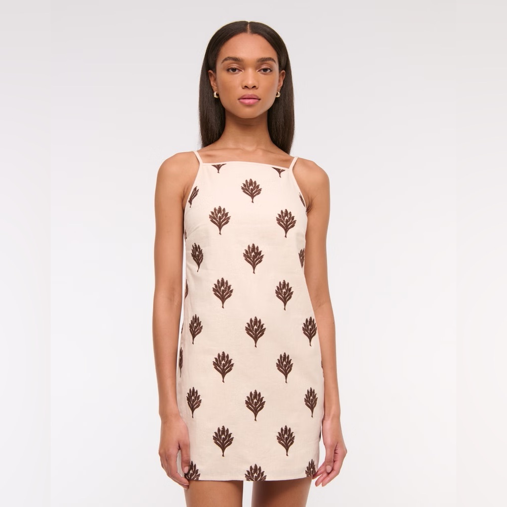 Abercrombie & Fitch Cream and Brown Patterned Mini Dress